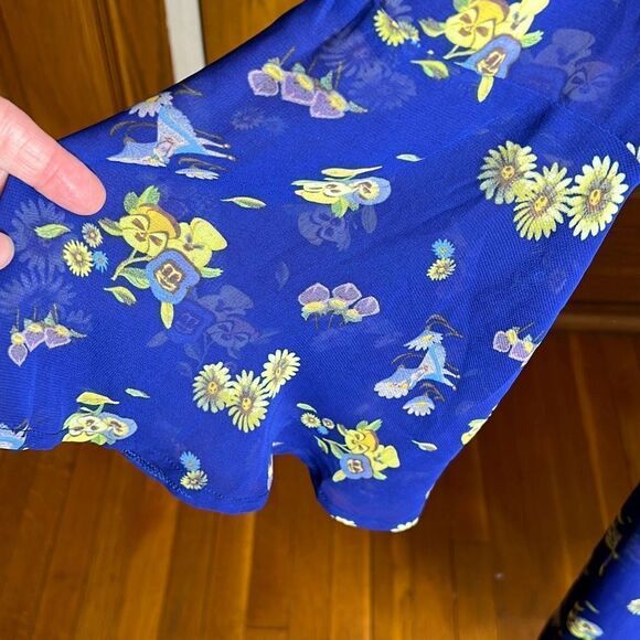 Disney Alice in Wonderland Rabbit Hole Blue Floral Sheer Duster Medium - Picture 7 of 8